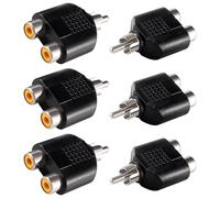 KUOQIY 6 Piezas Adaptador Divisor RCA, RCA 1 Macho a 2 Hembra Y Splitter AV Audio Adaptador, para Subwoofer, Amplificador, TV, Audio Digital, Chapado en Níquel - Negro