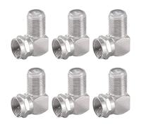 KUOQIY 6 Piezas Adaptador Satelite Ángulo 90 Grados, Adaptador Sat en Ángulo Recto, Conector Hembra a Macho de F, Adaptador Coaxial RG6 Tipo F En Ángulo Recto, Niquelado