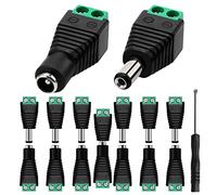 KUOQIY 7 Pares 5.5mm x 2.1mm DC Conector de Enchufe Adaptador Macho y Hembra, 12V Macho y Hembra Jack Conector Adaptador de Enchufe, para CCTV Cámara de Seguridad LED Strip