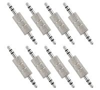 KUOQIY 8 Piezas 3.5mm Adaptador de Audio Macho a Macho, 3.5mm Adaptador Enchufe de Acoplador Estéreo Macho a Macho Metal 3 Polos, Niquelado