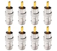 KUOQIY 8 Piezas Adaptadore de BNC Hembra a RCA Macho, Metal Conector de Hembra BNC a Macho RCA Phono para Cámara CCTV, Chapado en Oro
