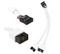KUOQIY USB 2.0 9 Pines Hembra Doble Cable de ExtensióN Macho 9 Pines, Placa Base 9 Pines USB 2.0 Separador de Cabecera, Divisor de Cabezal de 9 Pines, para Placa Base Interna de Ordenador, Blanco