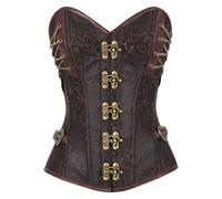 KUOSE Corpiño completo de mujer, estilo steampunk, en cuero artificial, tallas grandes S-6XL, Marrón-8, M