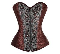 KUOSE Corsé steampunk de piel sintética para mujer tallas grandes S-6XL, Marrón-3, M