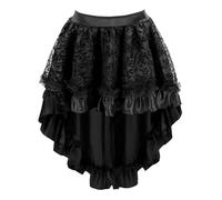 KUOSE Falda Steampunk para mujer, asimétrica, de gasa, con encaje y tul, tallas grandes, Negro , S