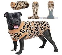 Kuoser Camisa de recuperación de cirugía para perro, con estampado de leopardo, heridas abdominales, enfermedades de la piel, alternativa de cuello electrónico y cono, evita lamer, marrón, mediano