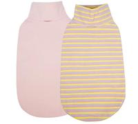 Kuoser Paquete de 2 chalecos de forro polar para perro, talla L, sudadera suave cálida para perros medianos, rayas rosas y moradas