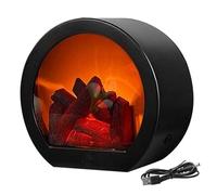 KUOYTT Chimenea eléctrica sin Llama, Chimenea LED Realista, Linterna, USB/alimentada por batería, portátil, de Mesa, con Efecto de Quemador de leña eléctrico para decoración del hogar, ch