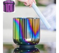 KUOYTT Cuenco de Sonido de alquimia de Colores de 432 Hz, Cuenco de Cristal para meditación de Yoga, Cuenco de Chakra de Cuarzo con percutor de acrílico y Junta tórica Gratis (Color: Nota