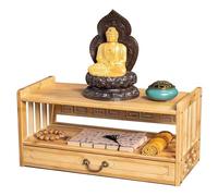 KUOYTT Mesa de Altar de 3 Niveles con cajón, Mesa de Altar de Madera pequeña para espiritualidad, Mesa de meditación, Mesa Budista Relajante, oraciones, adivinación, Espacio Espiritual PE