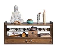 KUOYTT Mesa de Altar de 3 Niveles con cajón, Mesa de Altar de Madera pequeña para espiritualidad, Mesa de meditación, Mesa Budista Relajante, oraciones, adivinación, Espacio Espiritual PE
