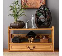 KUOYTT Mesa de Altar de 3 Niveles para Uso Espiritual, Mesa de puja con cajón, Mesa de meditación con Almacenamiento, Altar de Santuario Utilizado para oraciones, adivinación, adoración,