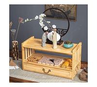 KUOYTT Mesa de Altar pequeña, Mesa de Altar de 3 Niveles con cajón, Mesa de puja, Mesa de Santuario de bambú Natural para Mesa de meditación Espiritual, Mesa de oración de Estilo Oriental