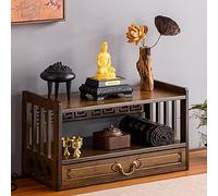 KUOYTT Mesa de meditación con Almacenamiento, Mesa de Altar pequeña de 3 Niveles para espiritualidad, Mesa de puja con cajón, oraciones, adivinación, adoración, Espacio espi