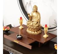 KUOYTT Mesa de meditación de 2 Niveles, Mesa de Altar pequeña con cajón de Almacenamiento, Mesa de meditación, Mesa de relajación Budista para Sala de Estar, Mesa de Estilo Oriental