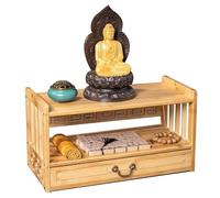 KUOYTT Mesa de puja con cajón, Mesa Budista Relajante con Espacio de Almacenamiento, Mesa de meditación, Altar, Santuario Budista para oración Personal, Mesa de Centro de Estilo Oriental