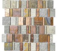 Azulejos de Mosaico Cobre Gris Óxido Pared Baldosas de Espejo Cenefa WB47-585 1