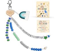 KUPITM6 Cadena de cálculo, regalo, escolar, amuleto de la suerte, comienzo del colegio, llavero, amuleto de la suerte, bolsa escolar, regalo para comienzo del colegio con tarjeta de felicitación en