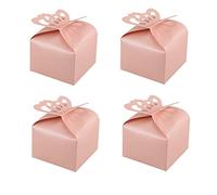 KUPOO 50 cajas de caramelos, cajas de regalo de boda con cinta dorada, caja de dulces para decoración de bodas, fiestas, Pascua (rosa)