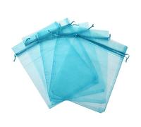 Kupoo Bolsitas de organza con cierre de cordón, pack de 50 unidades, ideales para regalos, fiestas o bodas, 12 x 18 cm b-bag-KU0D1, 5*7 inch, Turquoise, 1