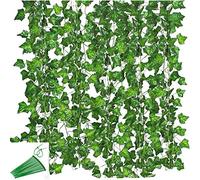KUPOO Guirnalda de Hiedra Artificial de 12 hebras (Total de 80 pies), Hojas de Hiedra Artificial para Colgar en Bodas, Fiestas, jardín, decoración de Pared (Estilo A)
