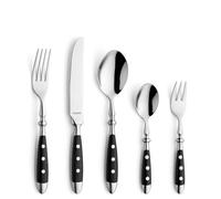 Kuppels COUNTRY - Cubertería para 6 personas, 30 piezas, 6 cuchillos, tenedores, cucharas, cucharas de café, tenedores de postre, acero inoxidable 18/0 pulido brillante, apto para lavavajillas, asas