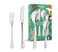 Kuppels Juego de cubiertos para niños con amigos de fútbol, 4 piezas, acero inoxidable