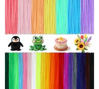 Kuppt - Lote de 300 piezas de hilo de orugas creativas (27 colores, trenzado de macarón, hilo de chenilla para decoración de ramos de flores y manualidades