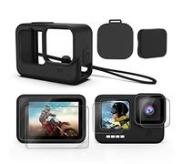 Kuptone Kit de Accesorios para GoPro Hero 9/10/11 Negro, Funda Protectora de Silicona con Tapa de Goma + 6 Protectores de Pantalla de Vidrio Templado con Tapa de Lente para GoPro Hero 9/10/11