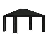 KUPTYERFG Cenador de metal para jardín, 4 x 3 m, color negro | Amplio techo de metal para jardín, terraza y patio. Proporciona una sombra abundante en fiestas y comidas juntos.