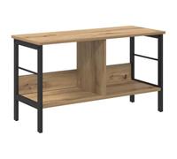 KUPTYERFG Estantería de madera de roble Artisan, 82 x 32 x 47 cm, pequeña estantería de pie de diseño industrial, estantería auxiliar de madera y acero para salón, pasillo y oficina en casa