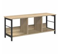KUPTYERFG Estantería de pie roble Sonoma 102 x 32 x 40,5 cm, madera baja industrial y acero, estantería pequeña con 3 compartimentos para salón, oficina en casa y pasillo