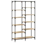 KUPTYERFG Librería Sonoma Roble 100 x 32 x 170 cm, robusta estantería de madera y hierro, gran estantería de oficina de estilo industrial para salón, pasillo y oficina