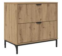 KUPTYERFG Mesita de noche Artisan roble 63,5 x 36 x 61 cm mesa auxiliar | Acabado mate de roble Artisan con patas de acero: esta mesita de noche compacta ofrece un amplio espacio de almacenamiento
