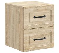 KUPTYERFG Mesita de noche de pared de roble Sonoma con 2 cajones, 34,5 x 33 | Consola de pared de madera para ahorrar espacio, ideal para dormitorios y habitaciones de invitados, ideal como una cómoda de