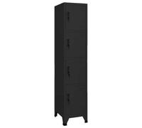 KUPTYERFG Taquilla negra 38 x 45 x 180 cm acero taquilla 4 compartimentos | Armario de metal resistente con 4 puertas con cerradura y soportes para placa de identificación para oficina