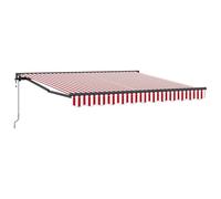 KUPTYERFG Toldo con brazo articulado, 300 x 250 cm, color rojo y blanco | Protección solar flexible para terrazas y balcones con media caja robusta y manivela para exteriores.