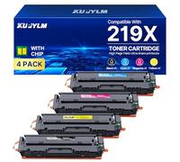 KUPYLM 219X Tóner (con Chip) Compatible para HP 219X 219A Tóner para HP Color LaserJet Pro MFP 3302FDW 3302SDW 3202DW 3302FDN 3302FDWG 3302SDWG 3302FDNG 3202DN (1 Negro, 1 Cian, 1 Amarillo, 1 Magenta