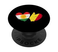 Kurdistan Belgium Love Heart Kurdo Belgian Dual Flag PopSockets PopGrip Adhesivo