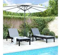 KUREOVDG Hamaca 2 piezas madera maciza de pino 199,5 x 60 x 74 cm | Respaldo ajustable con diseño de listones para piscina, terraza, jardín, sin cojín
