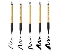 Kuretake Bimoji Rotulador Pincel, Extra Fino, Fino, Medio, Ancho, Medio/Cerdas, Juego de Valor de 5