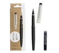 Kuretake Fude Brush Pen No.13, Negro con cartucho de repuesto, tinta negra, punta flexible para kanji, letras, caligrafía y dibujo artístico, fabricado en Japón