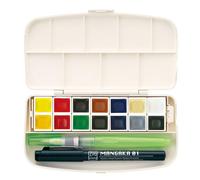 Kuretake GANSAI TAMBI Juego porttil de 14 colores Juego de pintura de acuarela Calidad profesional para artistas y artesanos Acuarelas con certi