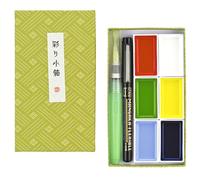 Kuretake IRODORI KOBAKO Red, Gansai tambi n 6 colores set, Handcrafted, pigmento profesional de calidad para artistas y artesanías, AP-Certified, Blendable, Show up on dark papers, Made in Japan