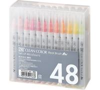 Kuretake ZIG CLEAN COLOR Juego de 48 pinceles reales Punta de pincel flexible certificada por AP Calidad profesional Sin olor Sin xileno F cil d