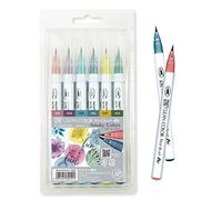 Kuretake ZIG Clean Color Juego de 6 colores de pincel real, bolígrafo de pincel flexible, fabricado en Japón (colores ahumados)