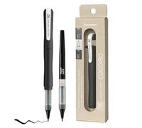 Kuretake Zig Letter Pen COCOIRO, Body color BLACK and Refill black, Refillable Marking Pen, with Flexible ExtraFine brush tip, Made in Japan
