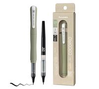 Kuretake Zig Letter Pen COCOIRO, Body color SMOKY OLIVE and Refill negro, Refillable Marking Pen, with Flexible ExtraFine brush tip, Made in Japan