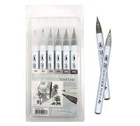Kuretake ZIG - Rotulador de pincel real, puntas de pincel flexibles, bolígrafos de acuarela para pintura, dibujo, caligrafía y letras de pincel para artistas, fabricado en Japón (juego de 6 colores