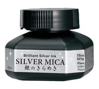 Kuretake Zig Silver - Tinta MICA de 60 ml, para bolígrafo, pincel, dibujo, caligrafía, ilustración, letras, para profesionales, artistas, manga, fabricado en Japón